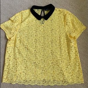 Zara Yellow and Black Lace Top